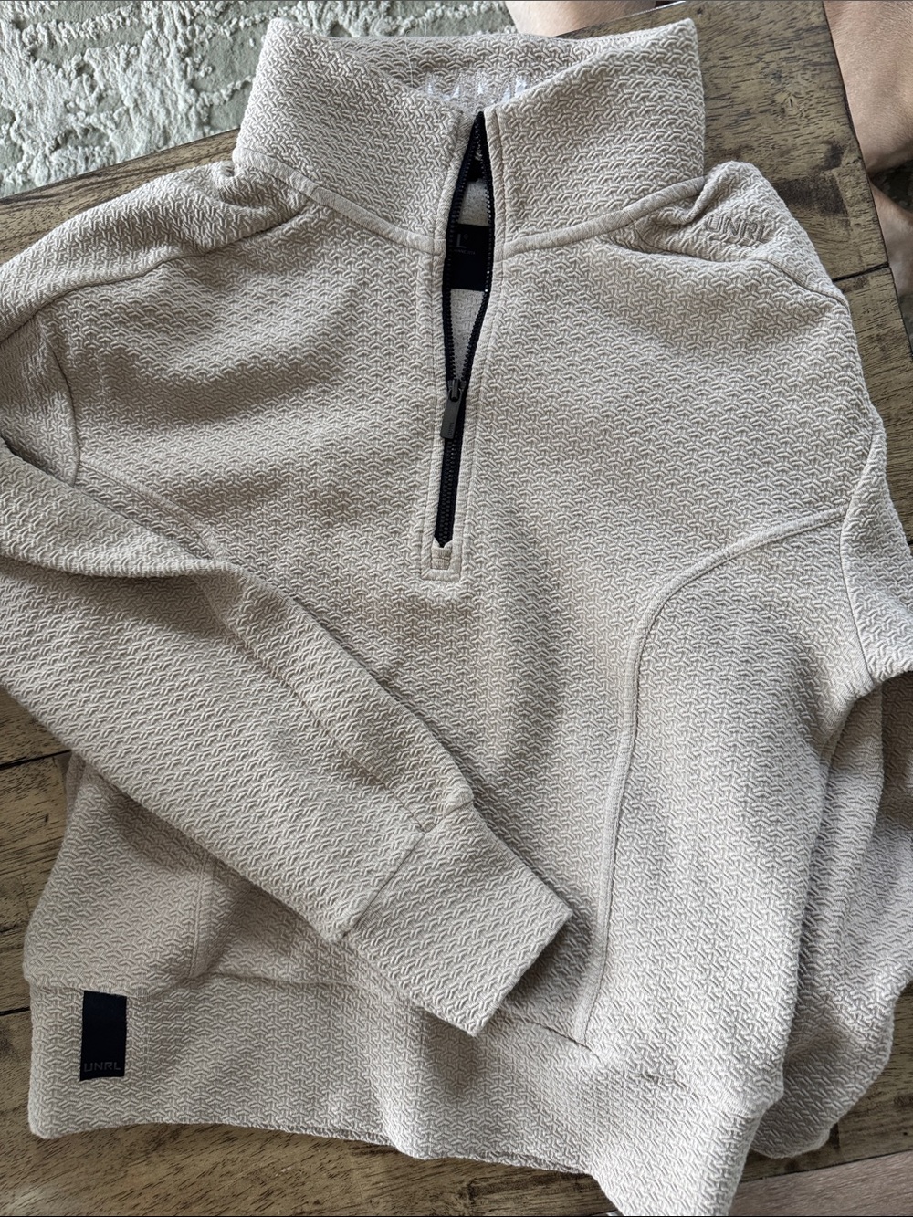 Women’s  Half-Zip Textured Pullover Sweater - Cream/tan